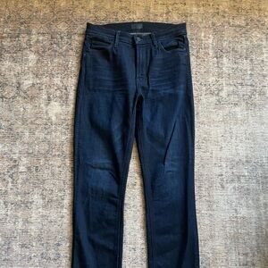 MOTHER women's mid rise dazzler ankle in Now or Never Deep Indigo Straight Jeans